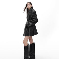 Heavy Niche Deconstruction Retro Distressed PU Leather Suit Jacket